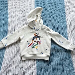 Polo Ralph Lauren White Polo Paint Bear Kids Hoodie